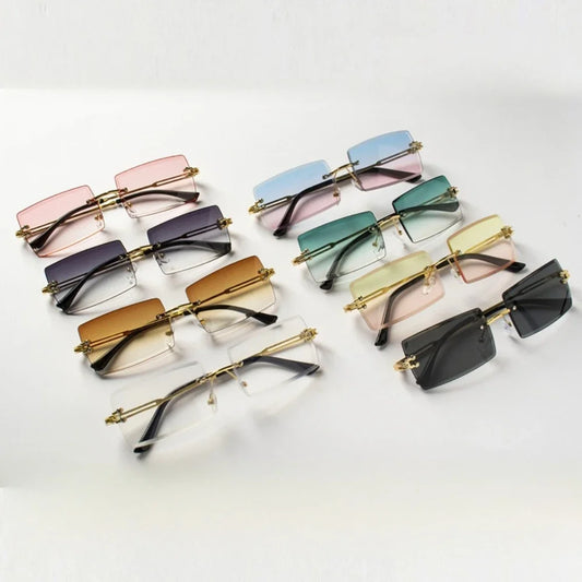 2PCS Fashion Rimless Trendy Sunglasses