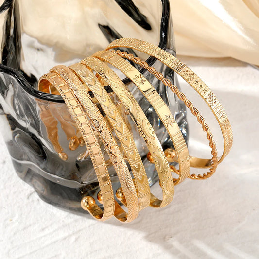 7 Pcs/Set Gold Color Bracelets