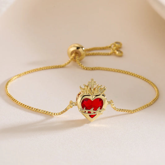 4 Style Red Crystal Heart Charm Bracelets